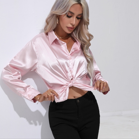 Pink Collared Neck Buttoned Long Sleeve Shirt - Picture 5 of 6